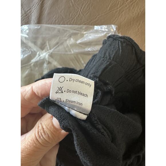 ANRABESS Women's Linen Pants Summer Casual Palazzo BeachPant Drawstring Size M - Picture 6 of 7